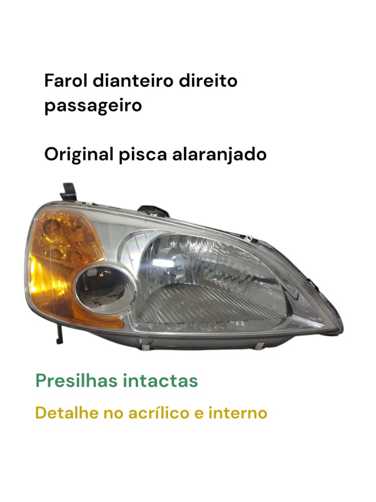 Farol Direito Passageiro Honda Civic 2001 Original Direito/p Direito/passageiro