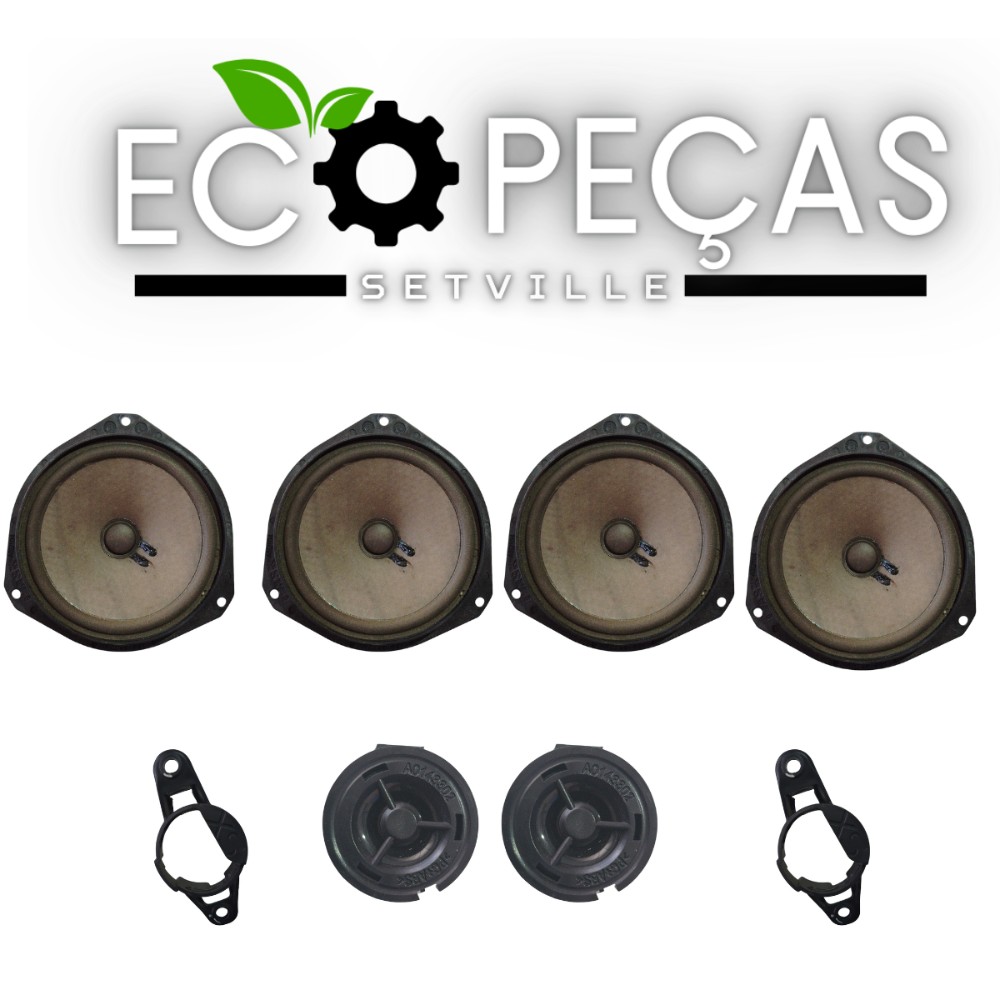 Kit Alto Falante Fiat Novo Uno Dianteiro/traseiro 8 Itens Pr Preto