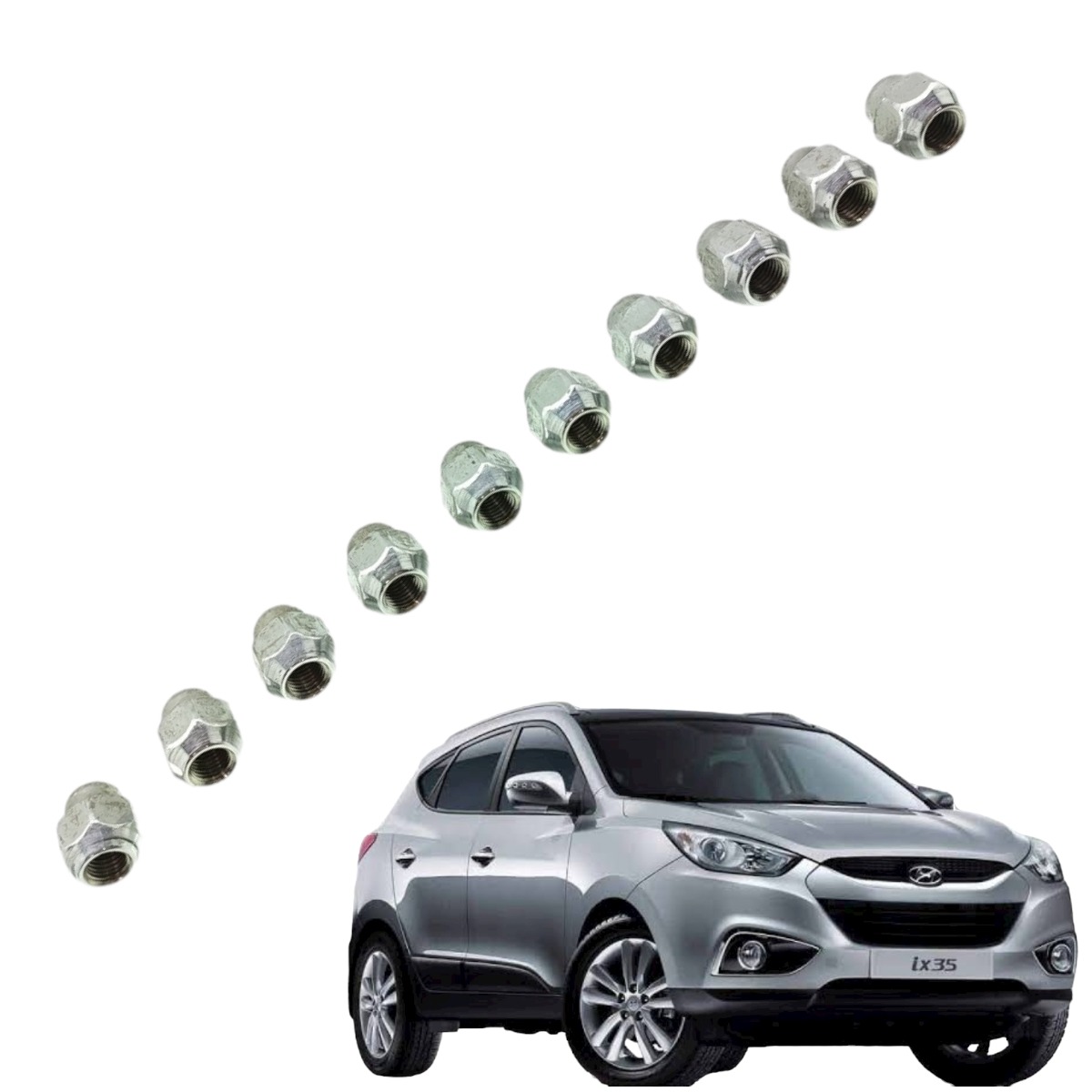 Jogo Parafuso Prisioneiro Roda Hyundai Ix35 Chave 21 10 Uni 1