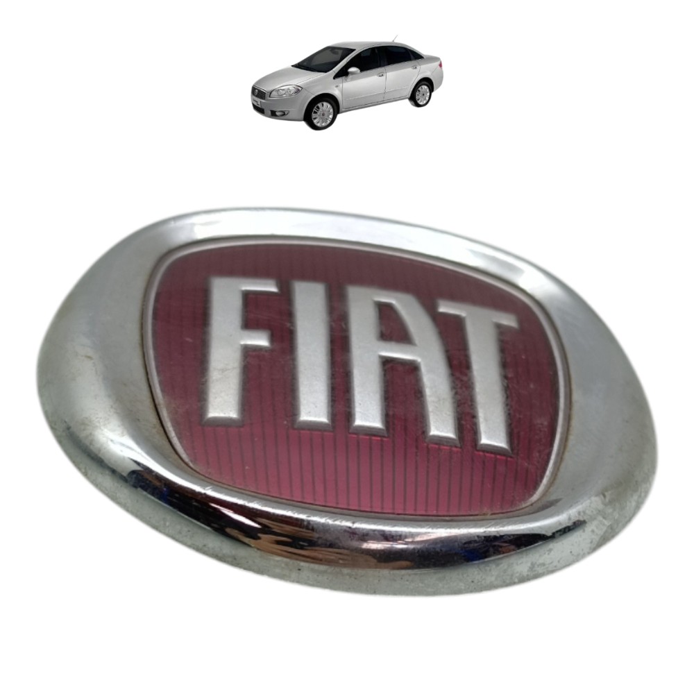 Emblema Fiat Parachoque Dianteiro Fiat Linea 2009 2010 2011 Prata/vermelho 1