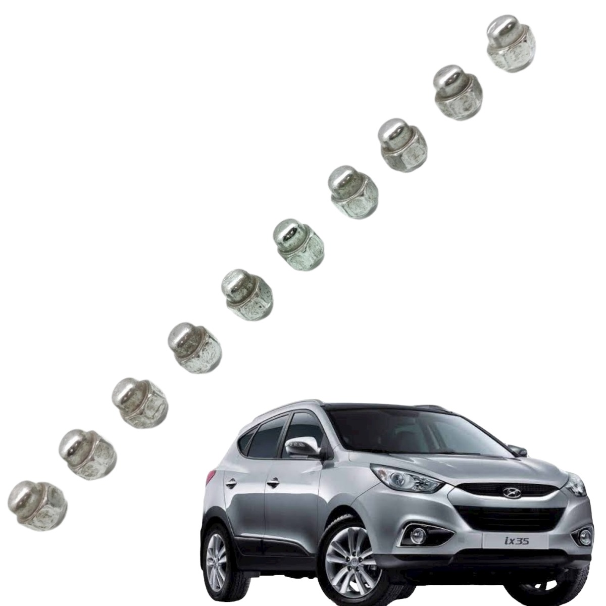 Jogo Parafuso Prisioneiro Roda Hyundai Ix35 Chave 21 10 Uni 2