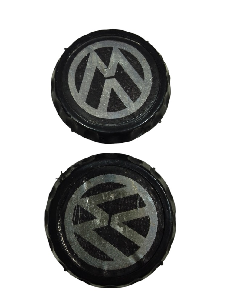 Calotinha 2 Calota Central Volkswagen Fox Original Et530 Preto E Prata 4