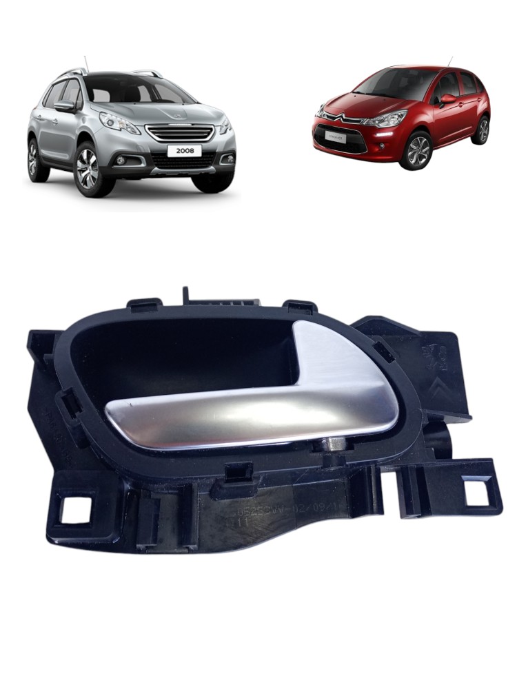 Maçaneta Porta Dianteira Direita Citroen C3 2016 2016 Prata 1