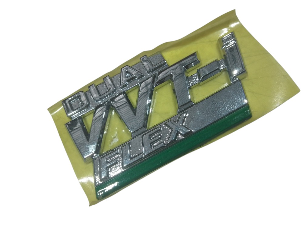 Emblema Tampa Traseira Linha Toyota Dual Vvt-i Flex Cromado Cromado