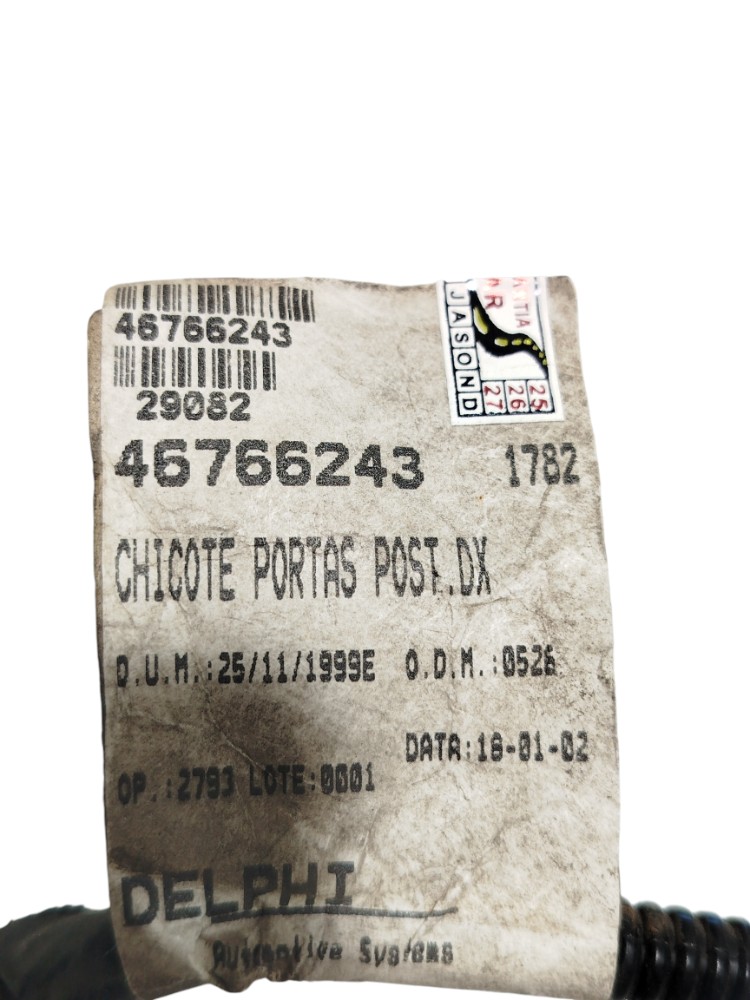 Chicote Porta Traseira Direita Fiat Siena 1.3 2002 46766243 2