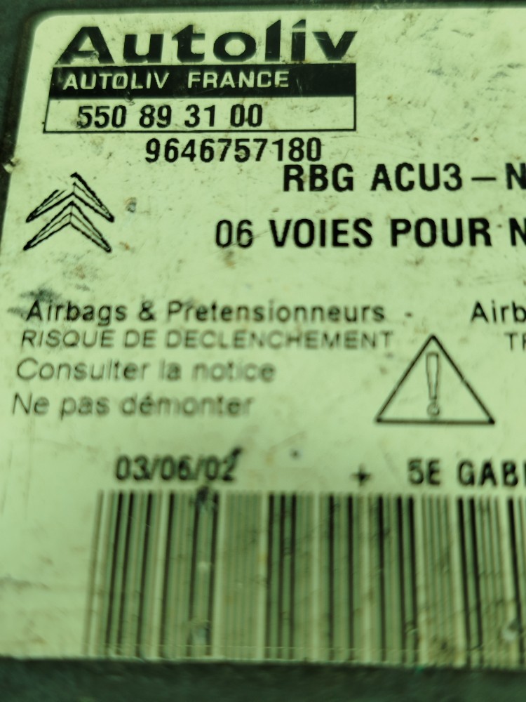 Módulo Central Airbag Citroen Xsara Picasso 2.0 2001 2