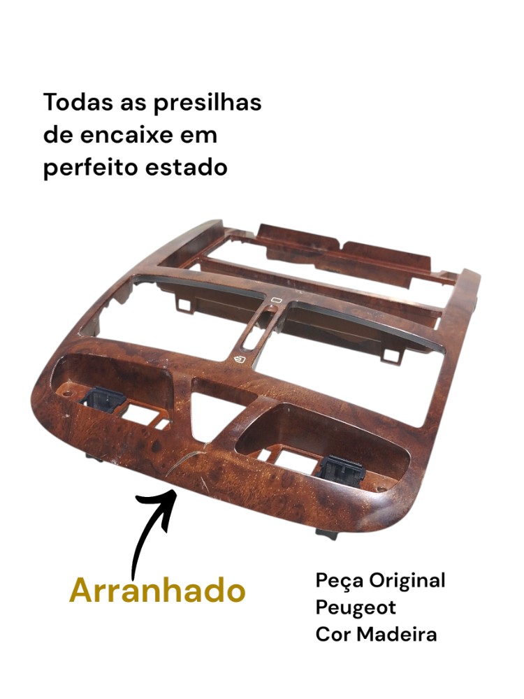 Moldura Painel Central Ar Rádio Peugeot 307 Madeira Orig Det