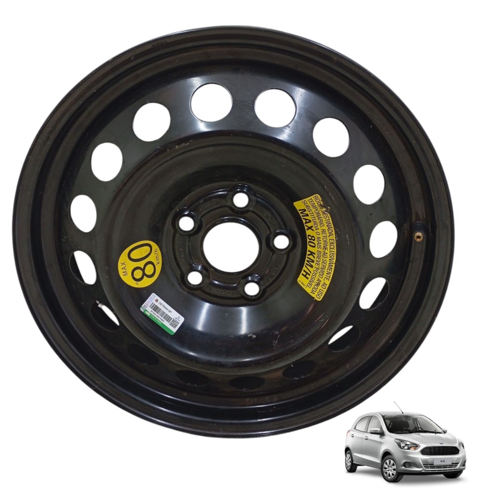 Roda Estepe Fino Ford Ka Aro 16 Max 80 Km – Preto