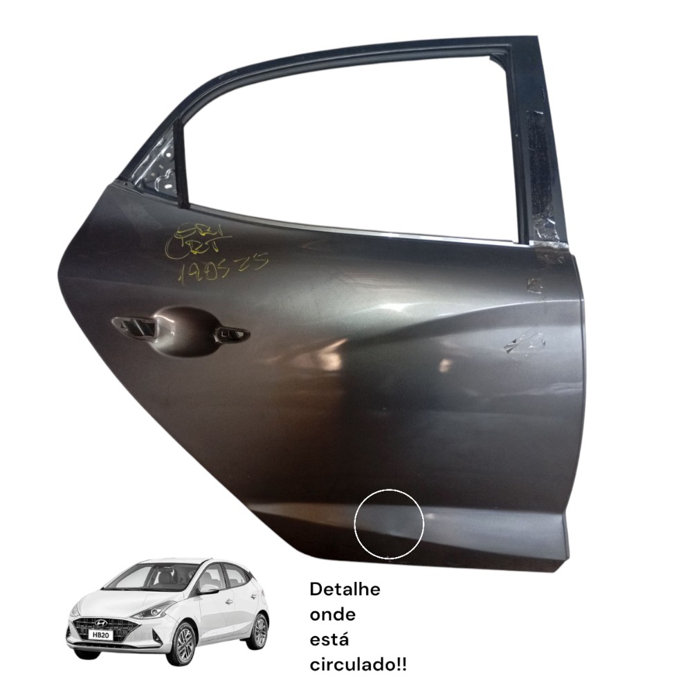 Porta Hb20 Hatch Traseira Direito 2020 2021 2022 2023 Traseira Direita Chumbo