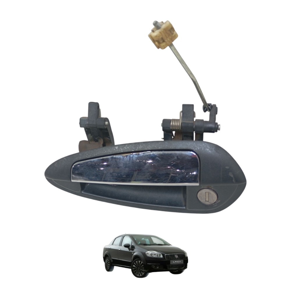 Maçaneta Externa Dianteira Esquerda S/chave Linea 2008/2015 Preto E Prata Dianteira