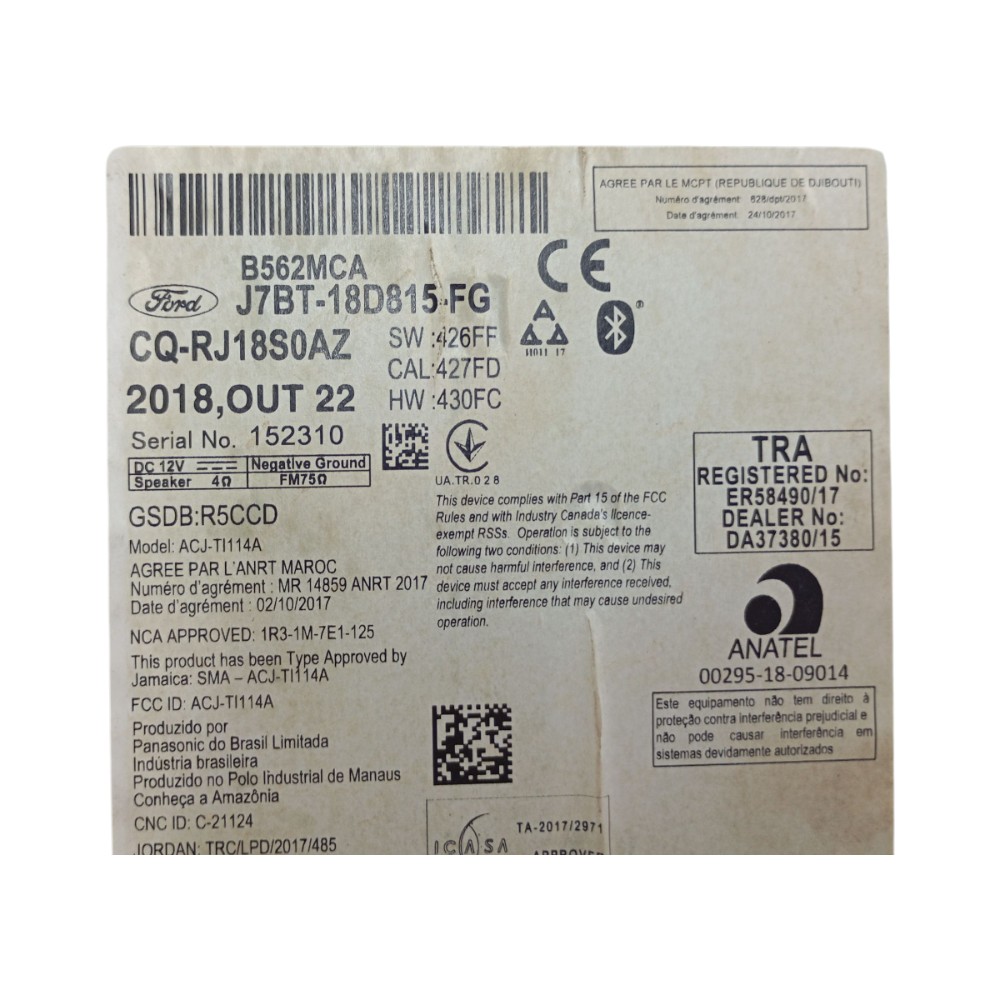 Rádio Ford Ka Som Bluetooth 2019 2020 2021 Original 7