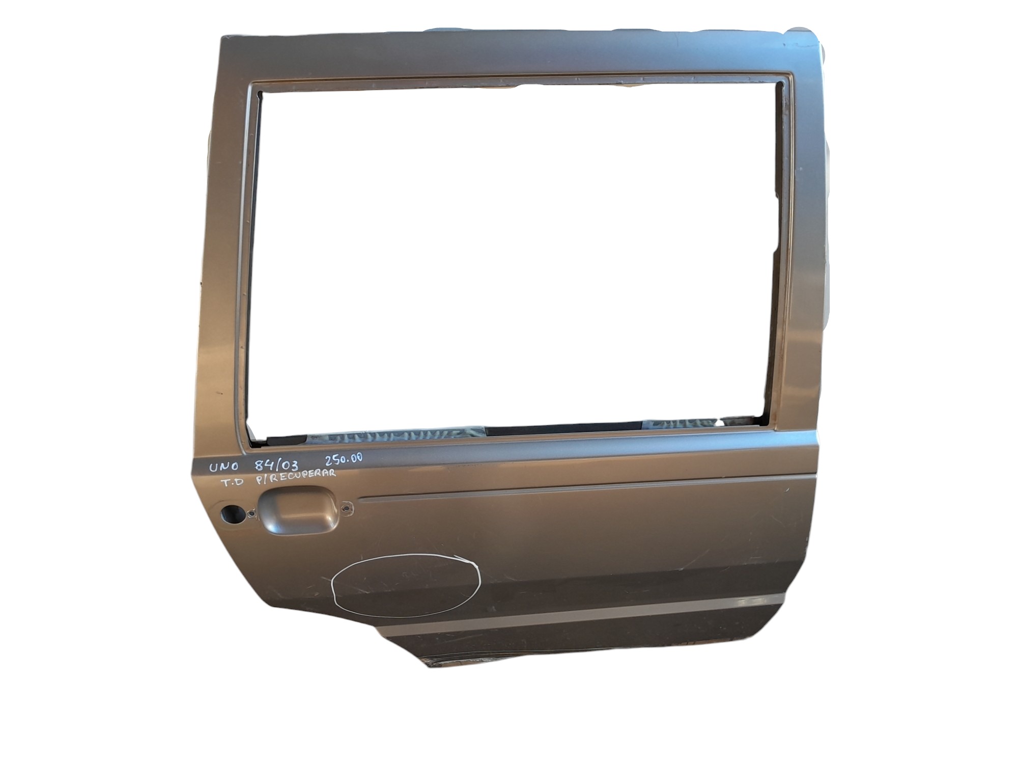 Porta Traseira Direita Fiat Uno 1984 A 2003 Para Recuperar  Traseira Direita Prata 2