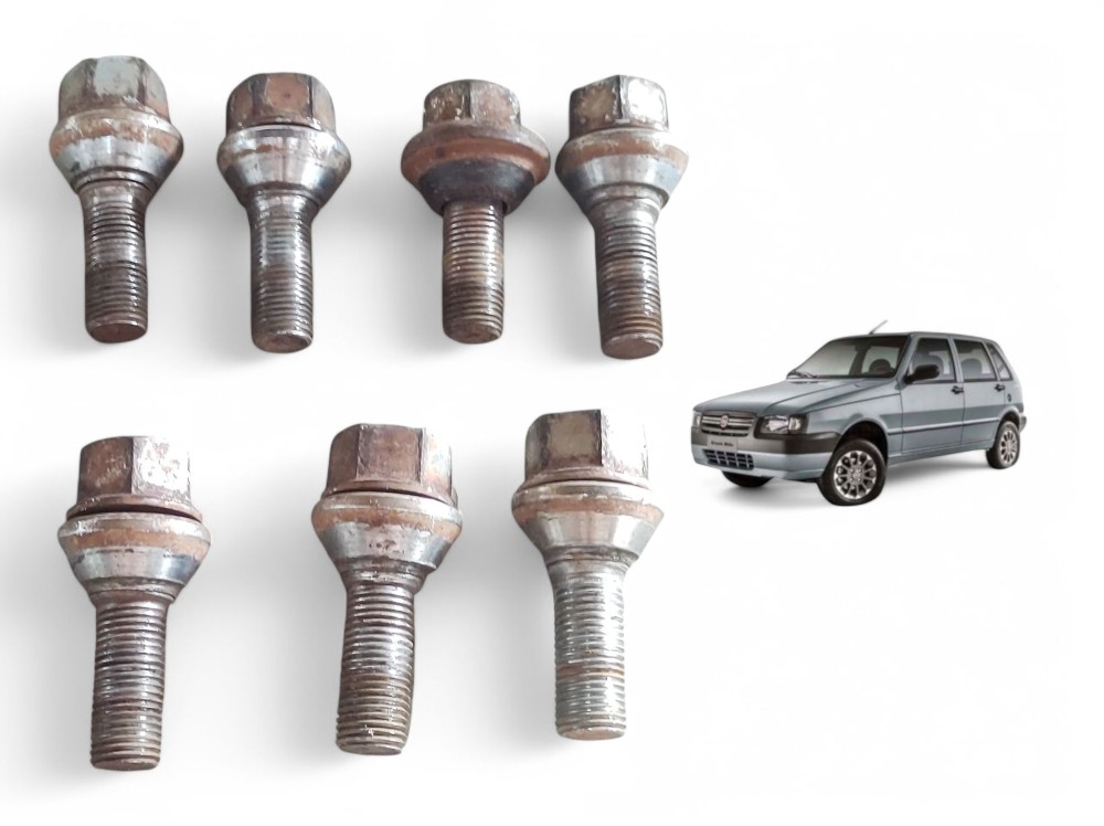 Kit 7 Unidades Parafuso Roda Fiat Uno Mille 2004 A 2011