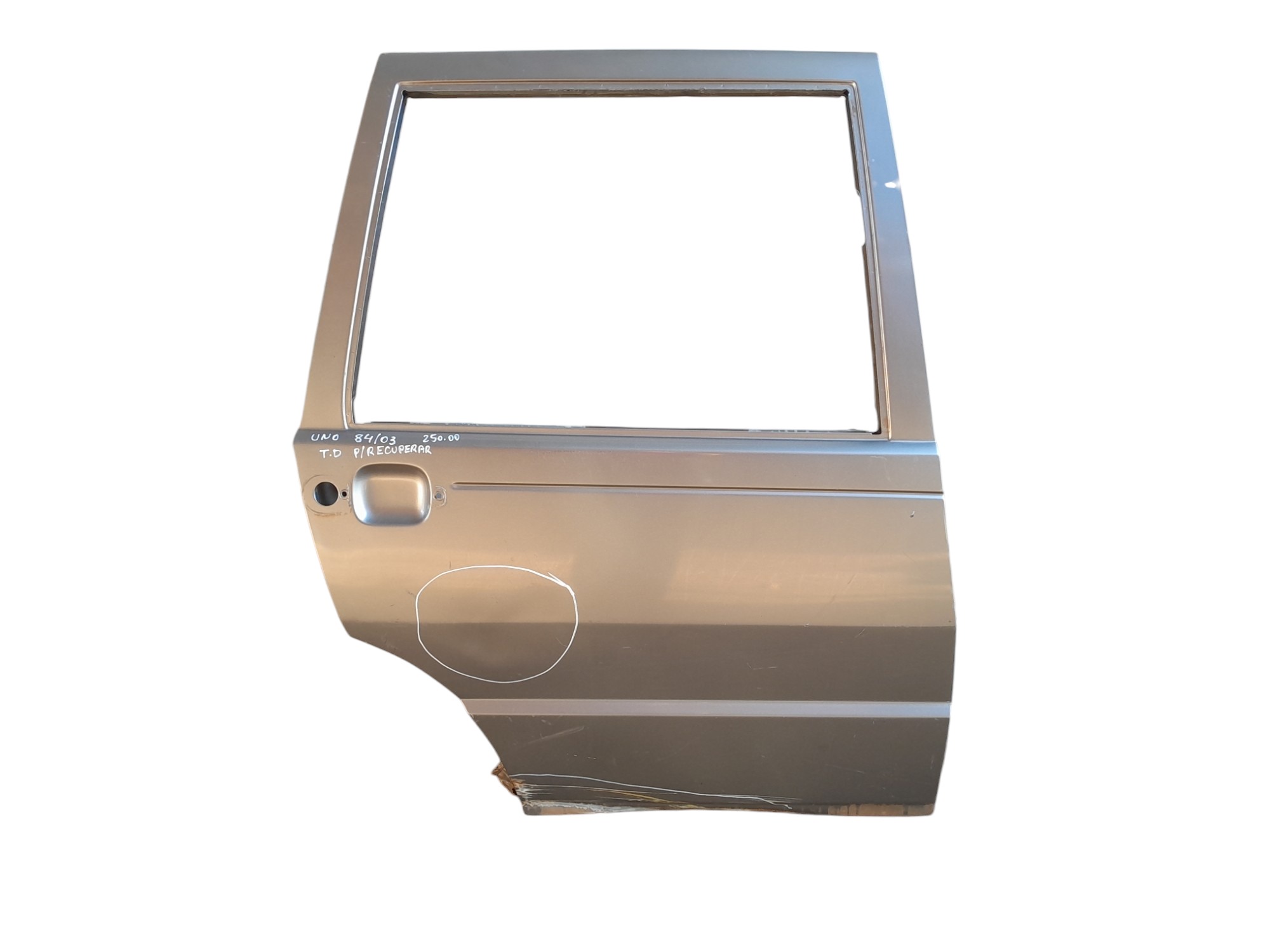 Porta Traseira Direita Fiat Uno 1984 A 2003 Para Recuperar  Traseira Direita Prata