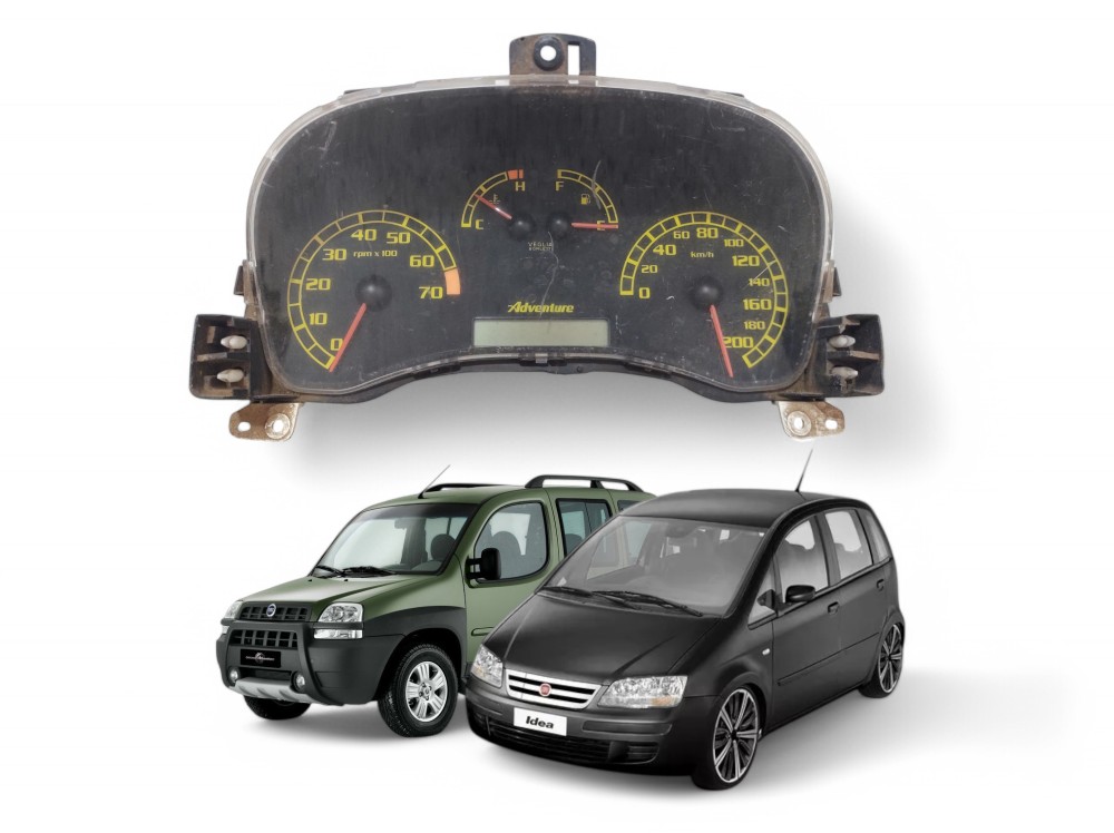 Painel  Velocímetro Fiat Doblo Idea Adventure  2003 A 2008 Preto E Laranja