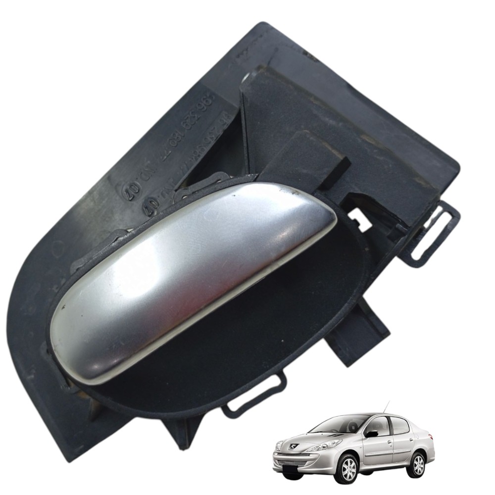 Maçaneta Interna Traseira Esquerda Peugeot 206 207 Cromada Preto E Prata Traseira