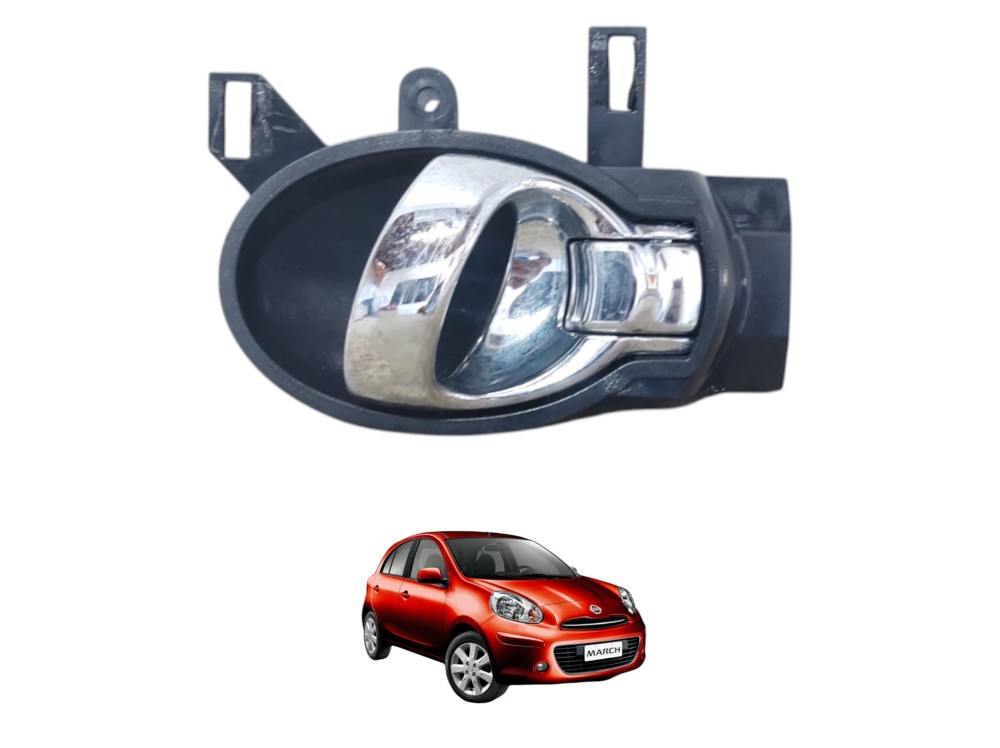 Maçaneta Interna Dianteira Esquerda Nissan March 2011 A 2015 Cromado Dianteira