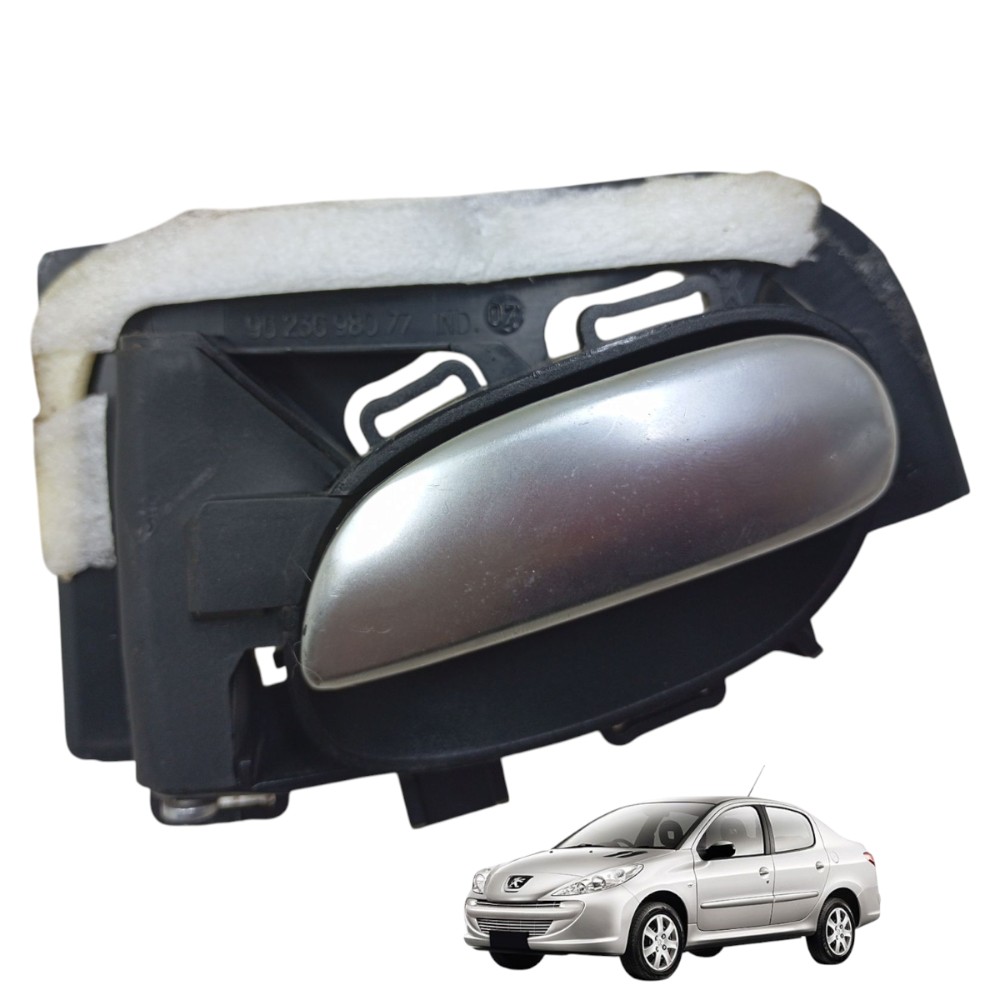 Maçaneta Interna Direita Direita Peugeot 207 2008 A 2013 Preto E Prata Dianteira