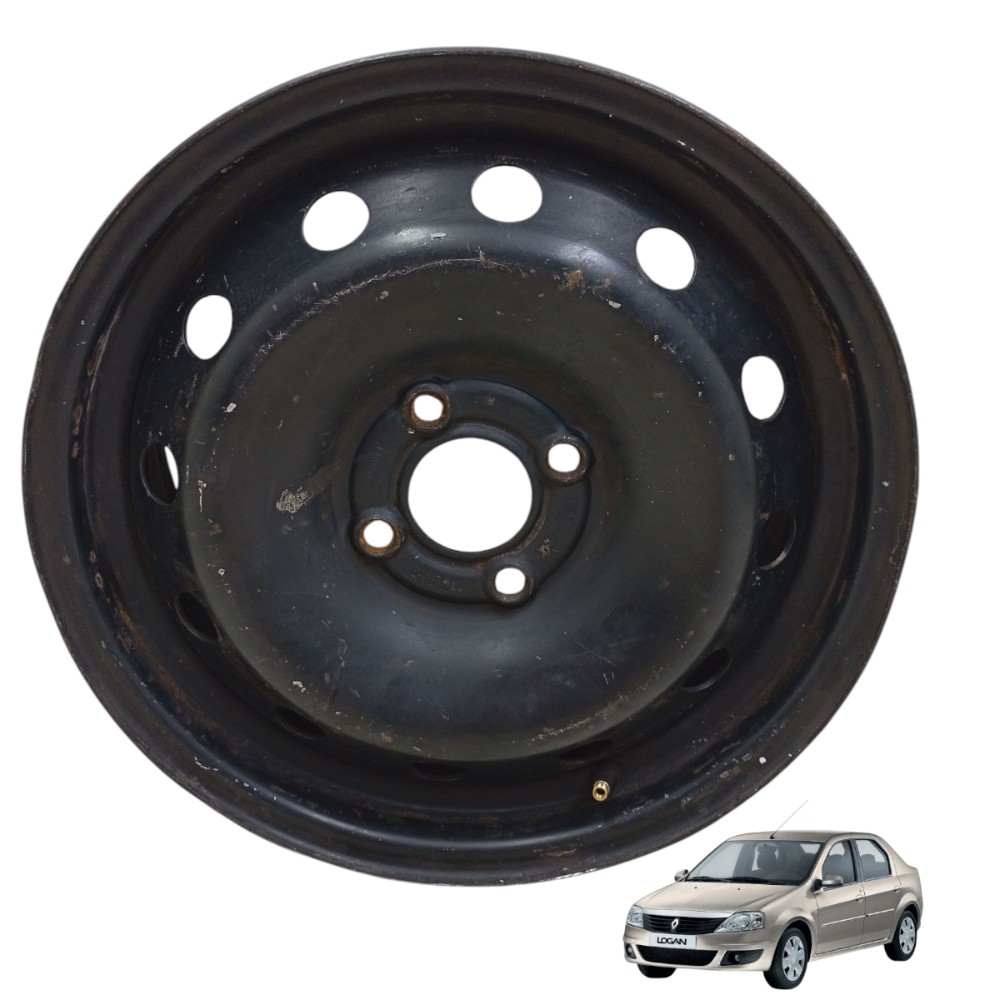 Roda Ferro Aro 15 4 Furos Sandero Logan Kwid Preto Preto