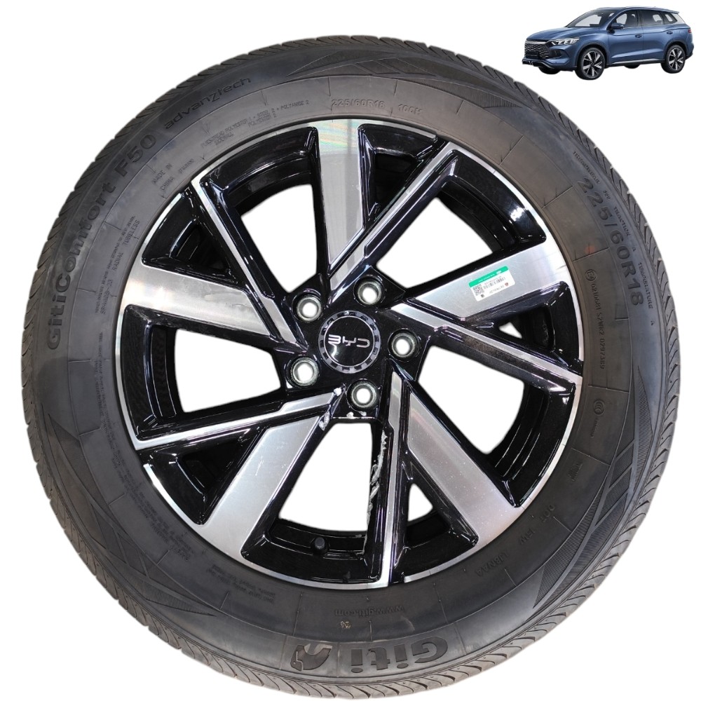 Roda com pneu aro 18 5×120 byd song pro 2024 2025 detalhe