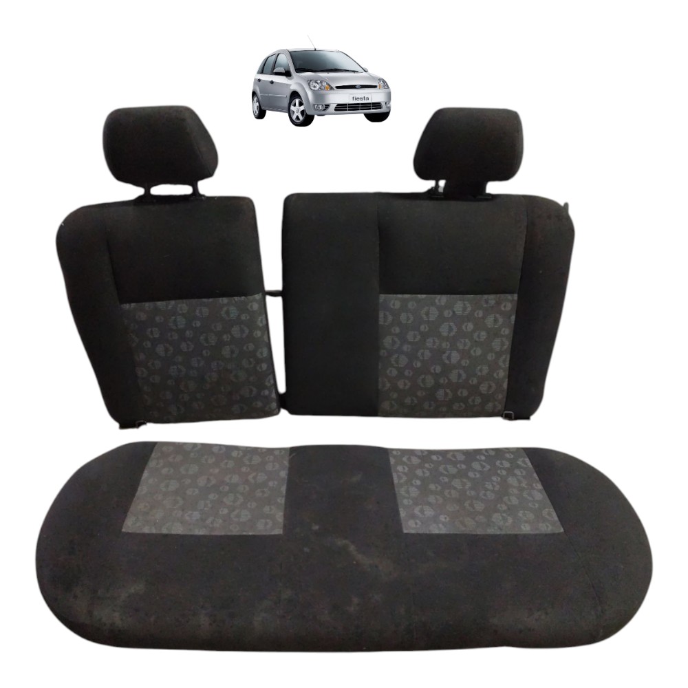 Jogo Banco Traseiro Ford Fiesta Hatch 2005 2006 2007 2008 Preto 1