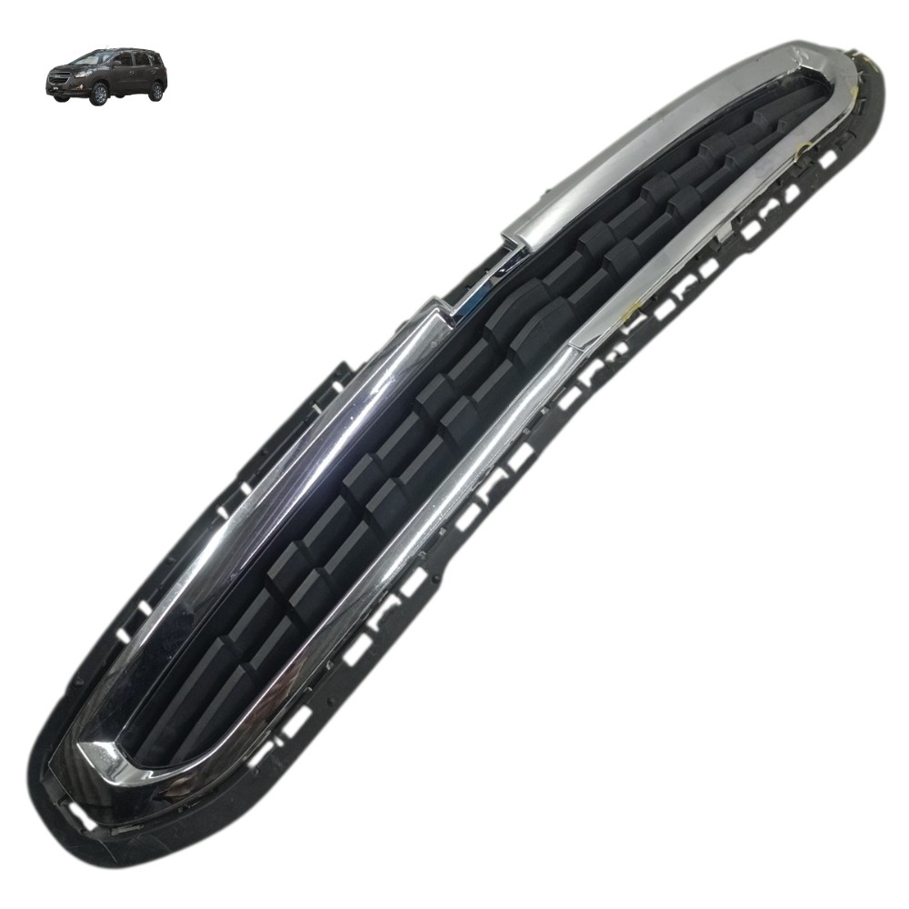 Grade Superior Parachoque Chevrolet Spin 2015 2016 Detalhe Preto E Cromado