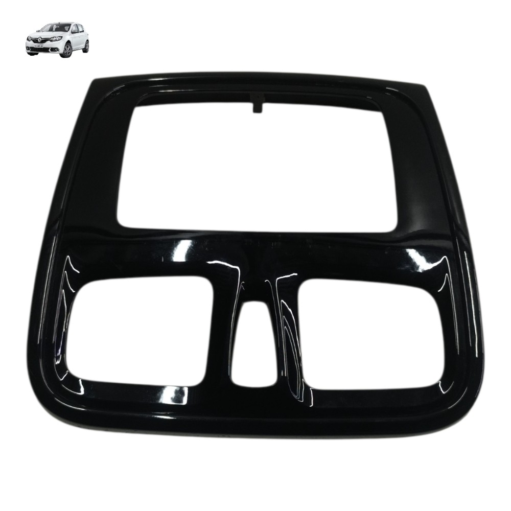 Moldura Central Painel Renault Sandero 2016 2017 2018 2019 Preto Moldado 1