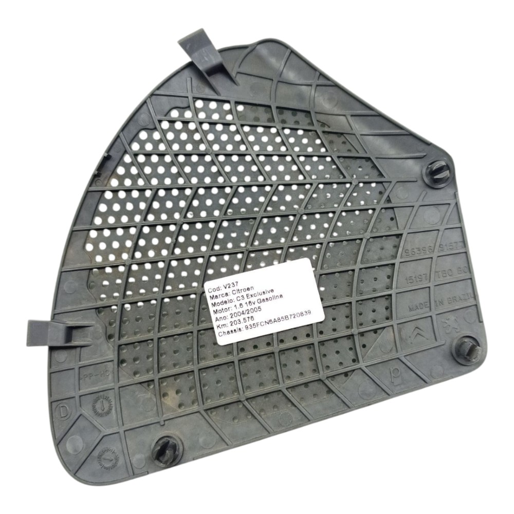Tela Alto Falante Porta Traseira Direita Citroen C3 2005 06 Preto 2