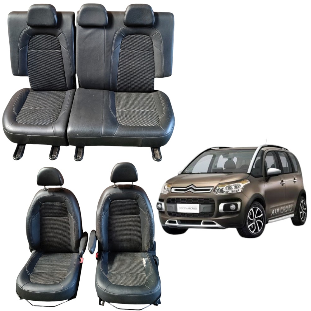 Jogo Banco Tecido Couro Citroen Aircross 2011 2012 2013 2014 Cinza Escuro quase Preto 1