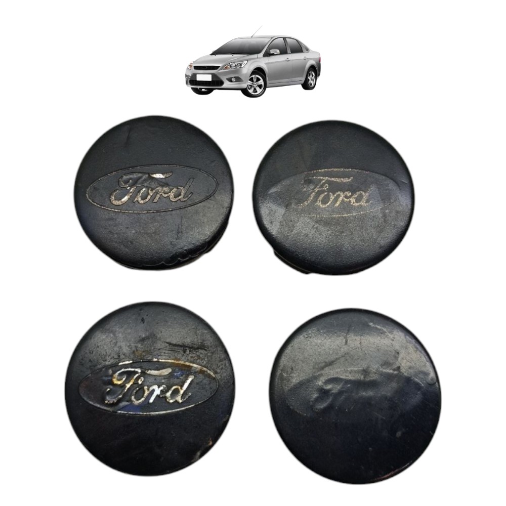 Jogo Calotinha Central Roda Ford Focus 2009  10 11 12  53mm Preto 1