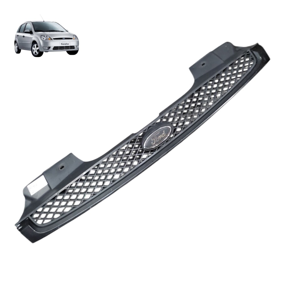 Grade Parachoque Dianteiro Ford Fiesta 2003 2004 2005 2006 Preto Plástico 1