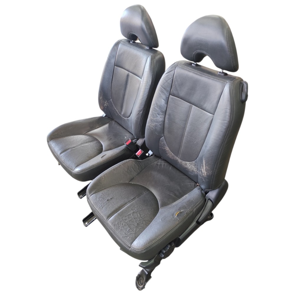 Par Banco Couro Dianteiro Honda Fit 2003 2004 2005 Detalhes Cinza-escuro 3