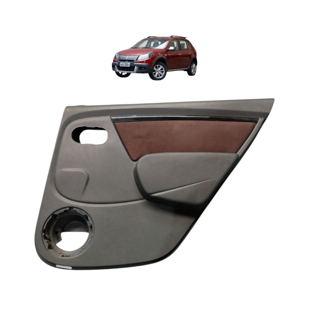 Forro Porta Traseira Direita Renault Sandero Stepway 2014 Cinza Com Detalhe Marrom 1