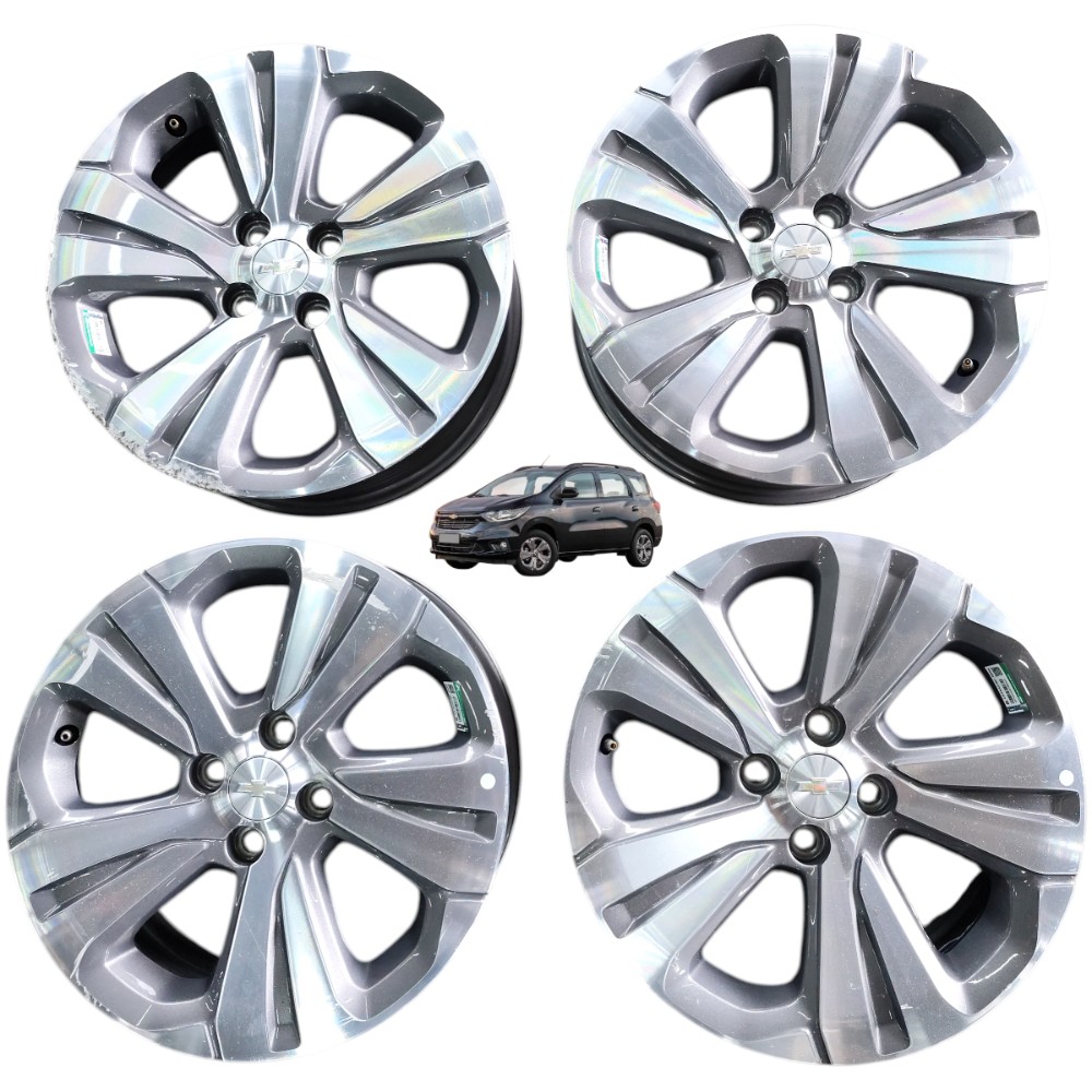 Jogo Roda Aro 16 4×100 Gm Spin Cobalt Onix Prisma Montana Prata 1