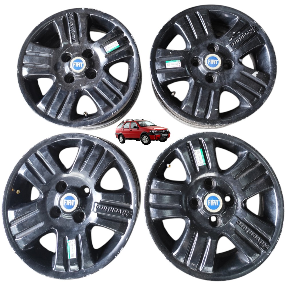 Jogo Roda Aro 14 4×98 Fiat Palio Siena Strada Idea Stilo Preto 1