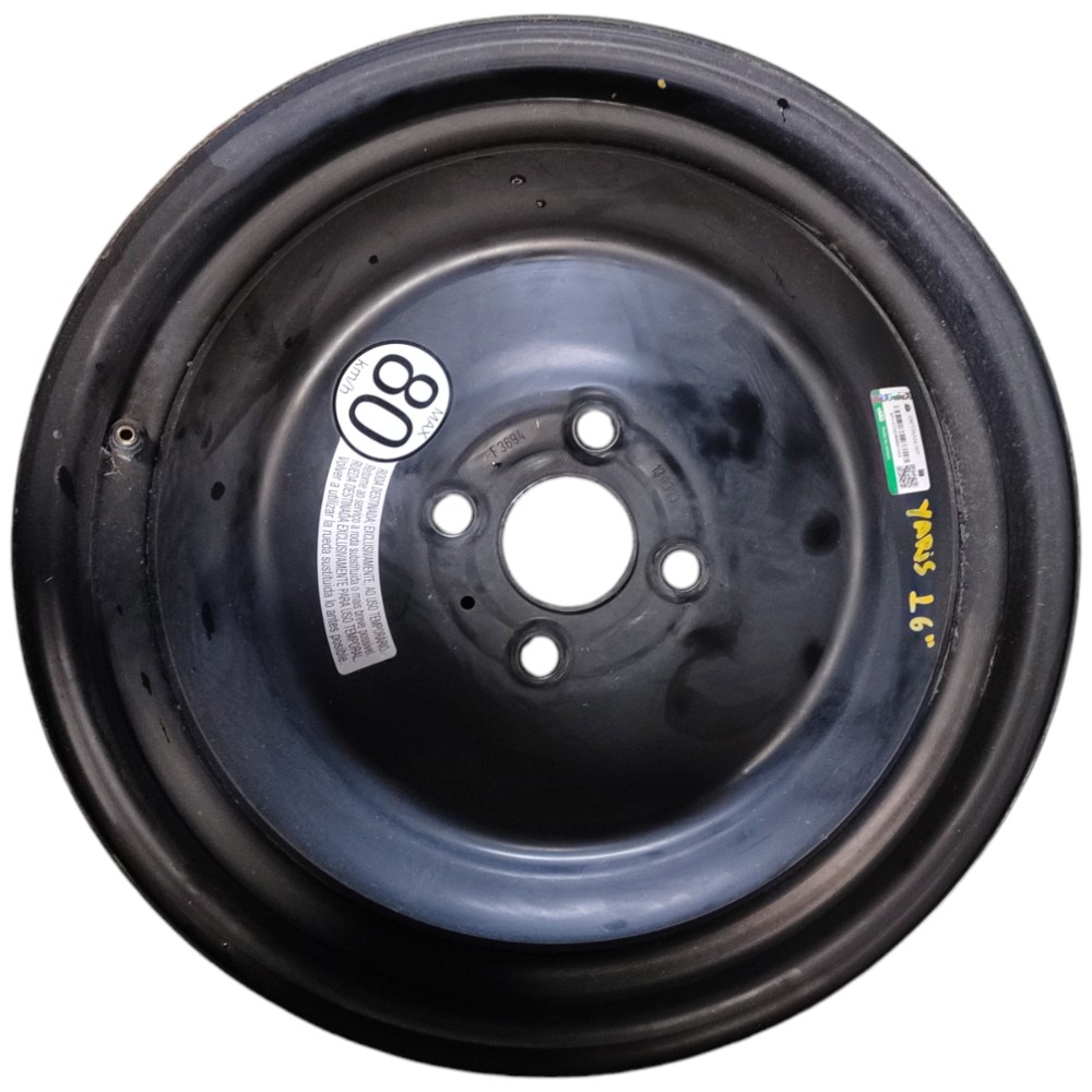 Roda Estepe Fino Aro 16 4×100 Toyota Yaris Etios 2023 2022