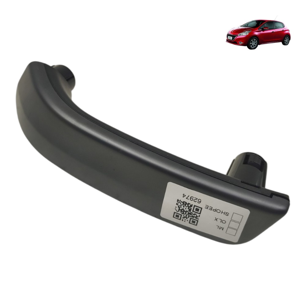 Puxador Interno Porta Traseira Direita Peugeot 208 2014 2015 Preto 1