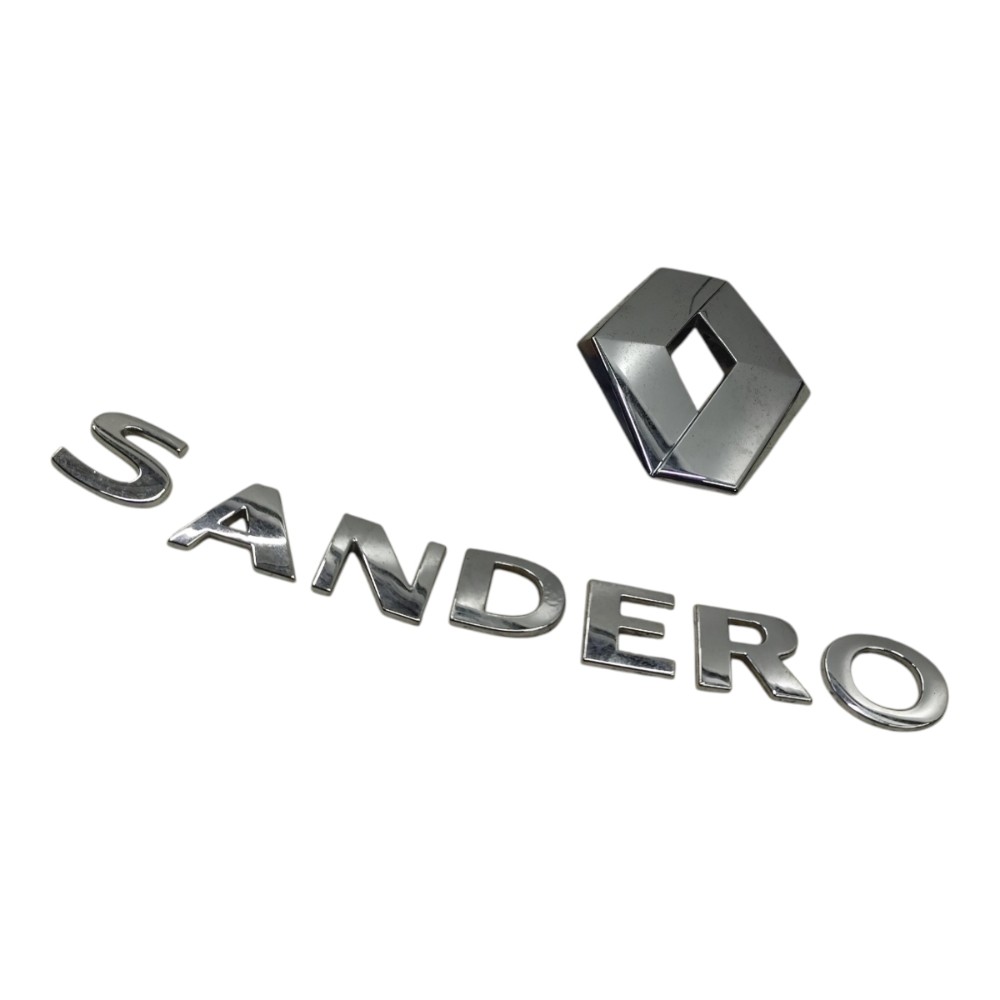 Emblema Nome Tampa Traseira Renault Sandero 2016 2017 2018 Prata 2