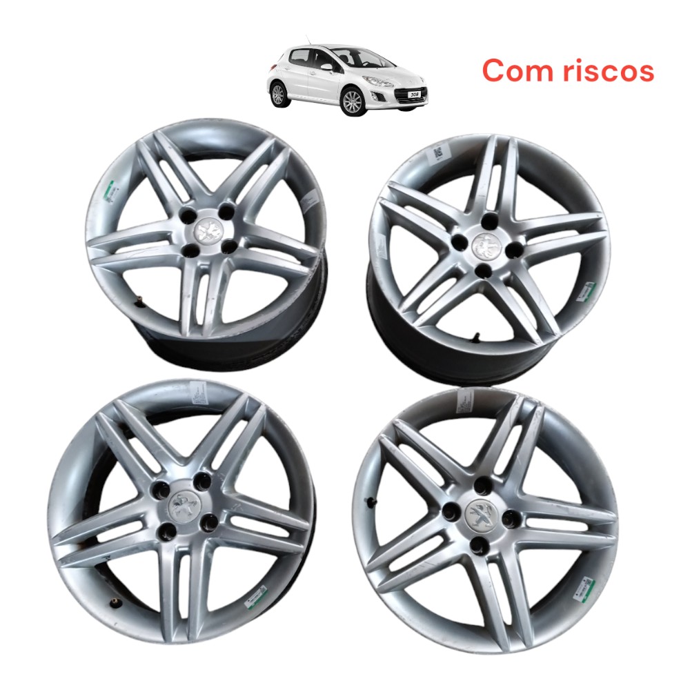 Jogo Roda Aro 17 Peugeot 308 4×108 Com Riscos  Prata