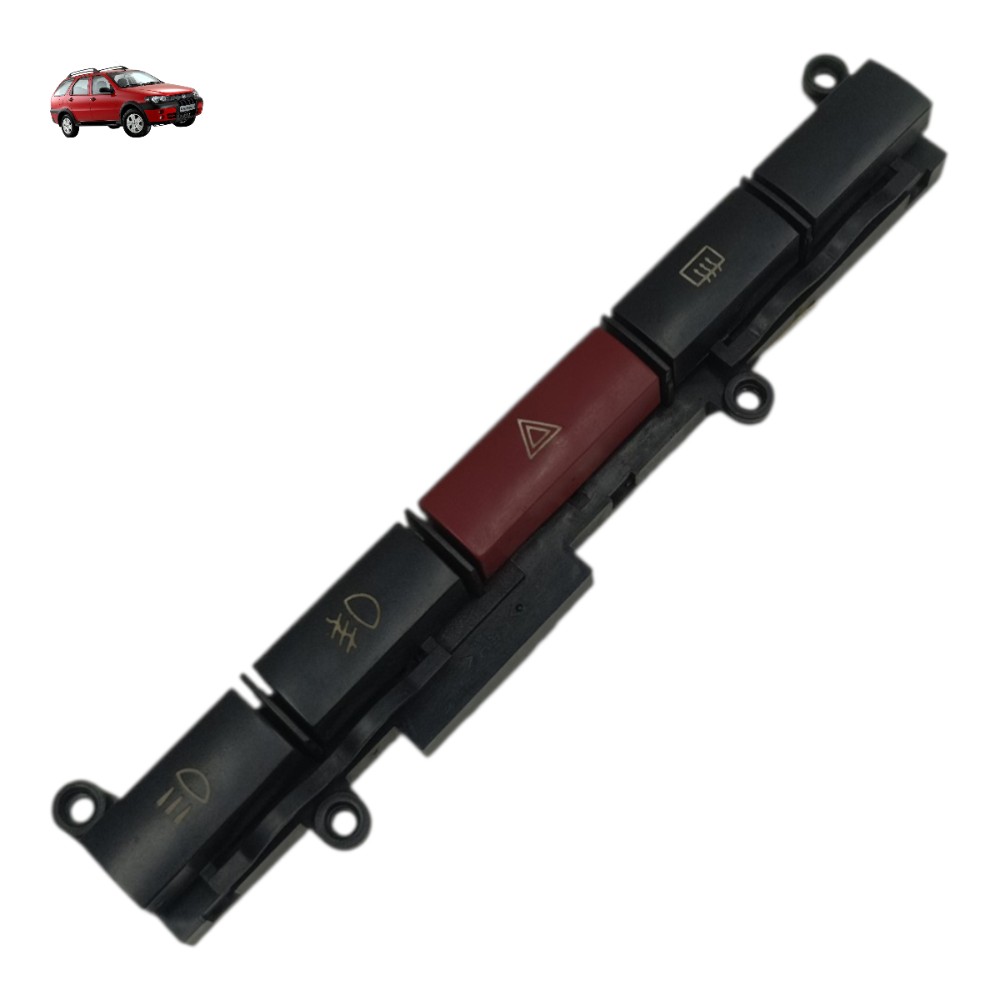 Régua Botão Pisca Alerta Desembaçador Farol Fiat Palio 2005 Preto 1