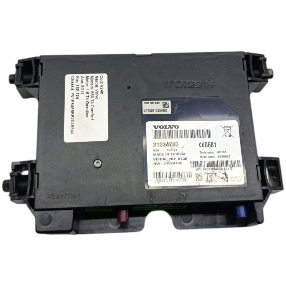Módulo Central Multimídia Volvo S60 1.6 T4 2011 2012 2013 14 2