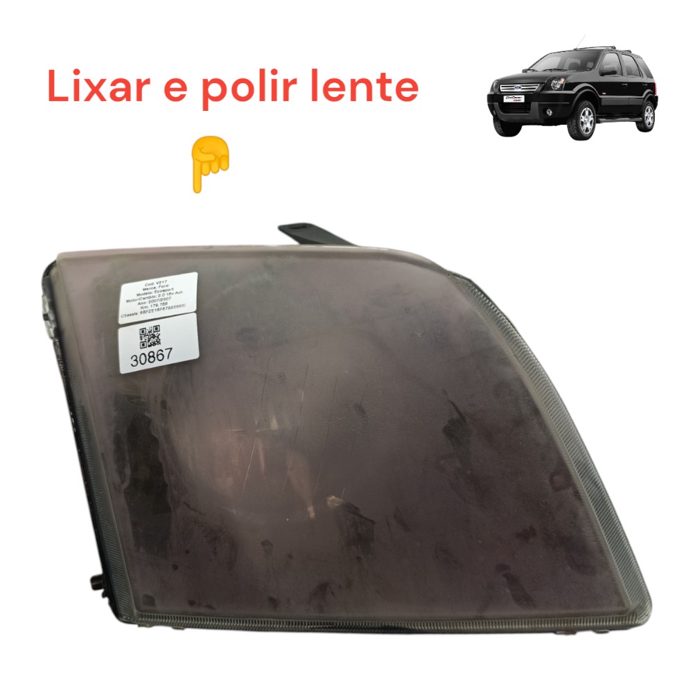 Farol Direito Ford Ecosport 2007 Detalhe Fixação Polir Lente 1