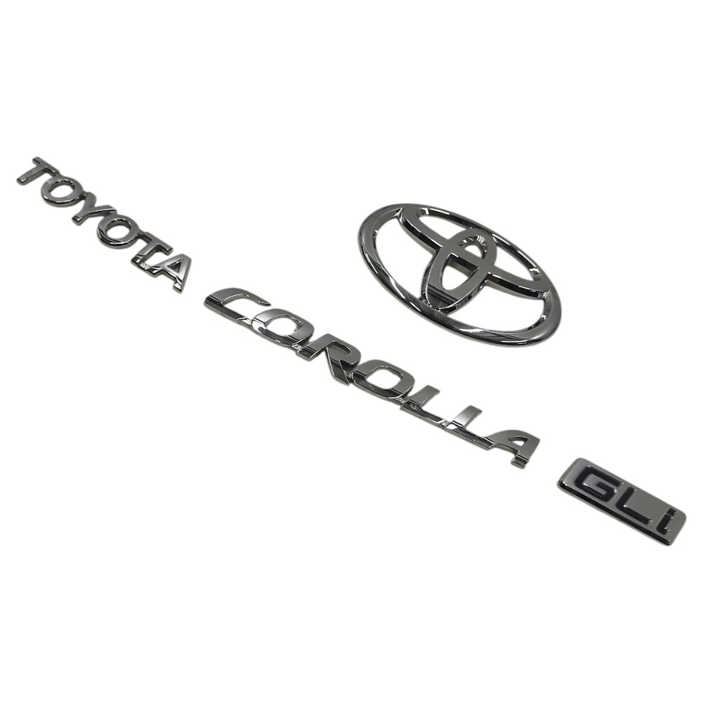 Jogo Emblema Traseiro Toyota Corolla Gli 2015 2016 2017 2018 Prata 2