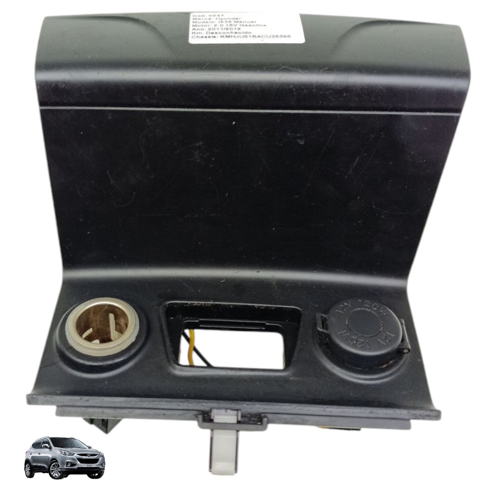 Acabamento Tomada 12v Console Hyundai Ix35 2011 2012 2013 Preto 1