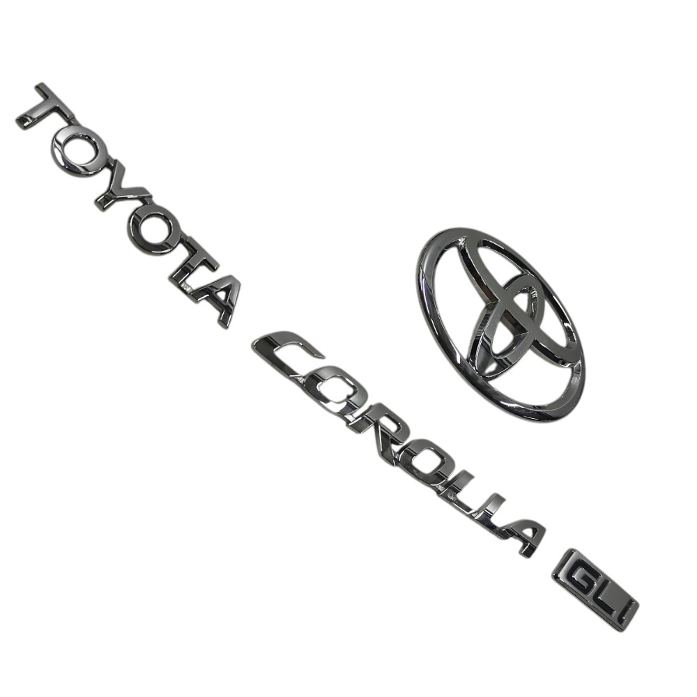 Jogo Emblema Traseiro Toyota Corolla Gli 2015 2016 2017 2018 Prata 3