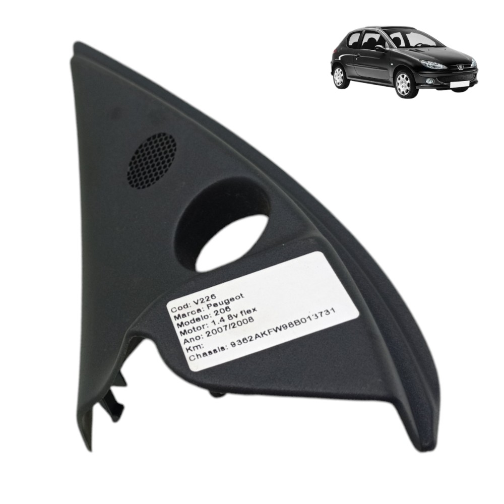 Acabamento Interno Retrovisor Esquerdo Peugeot 206 207 2007 Preto 1