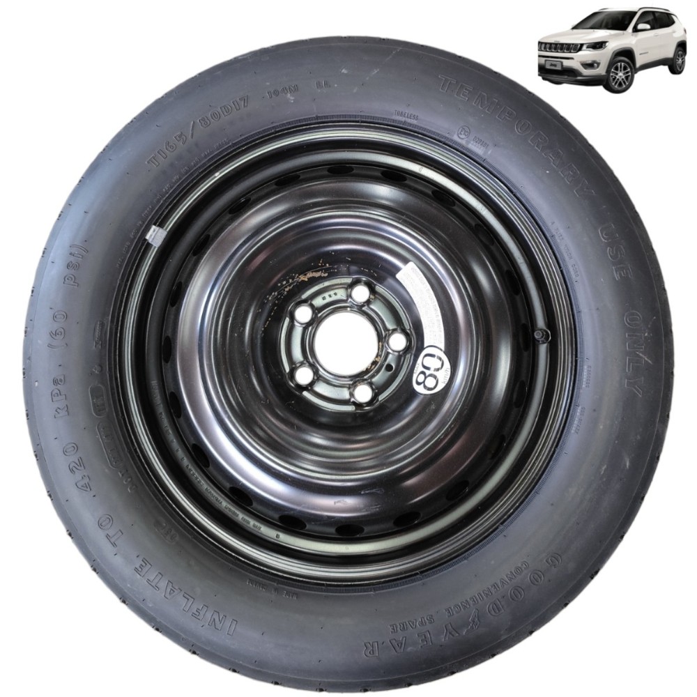 Roda estepe fino aro 17 pneu 165/80 jeep compaas renegade