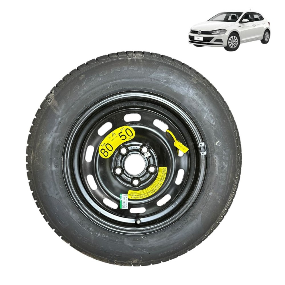 Roda estepe aro 14 pneu 175 70 vw polo virtus 5×100 2019 1