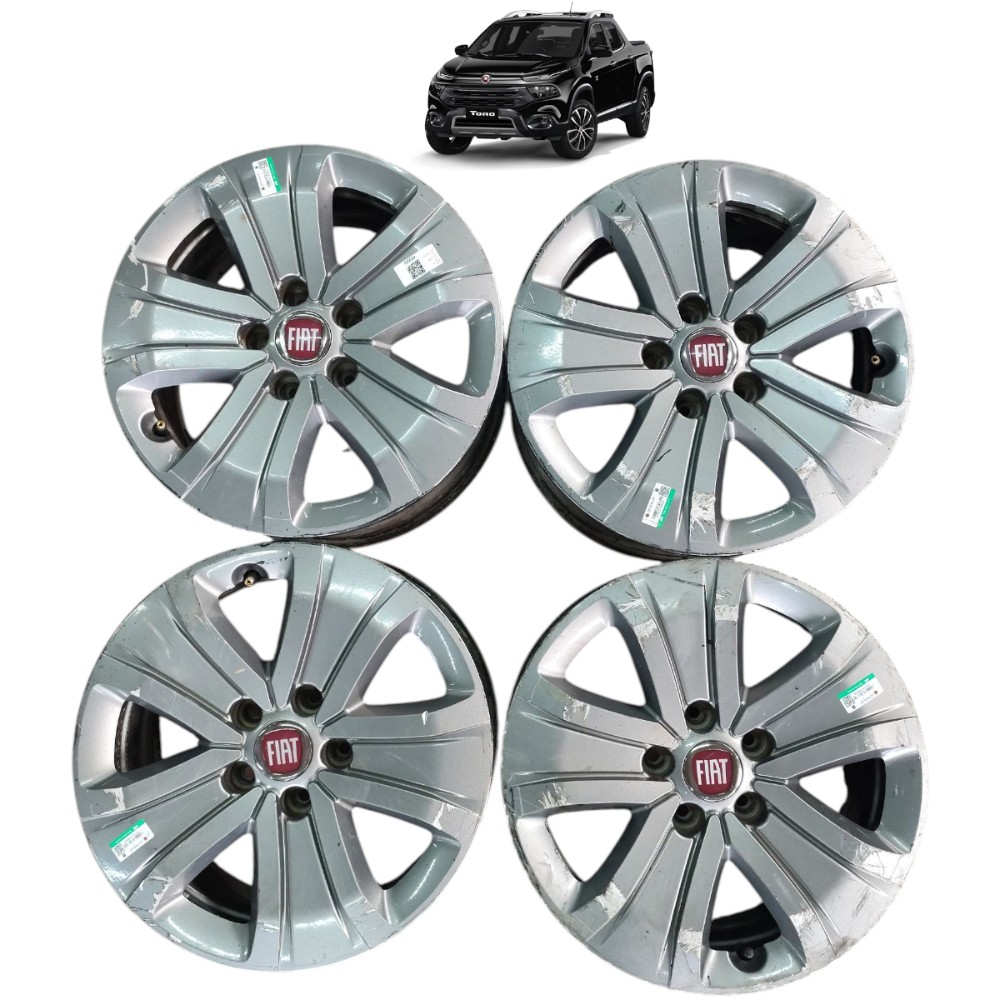 Jogo Roda Aro 16 Fiat Toro 1.8 2018 2019 2020 5×110 Cinza