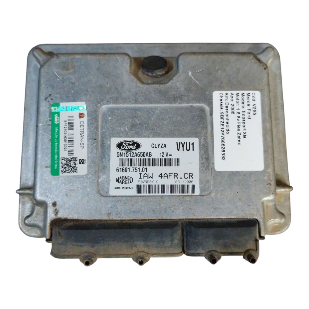 Kit Code Módulo Injeção Ford Ecosport 1.6 Zetec Rocam 2006 2